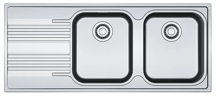 Lavello integrato 2 vasche con gocciolatoio a sinistra FRANKE Smart inox L 50 x L 116 cm argento