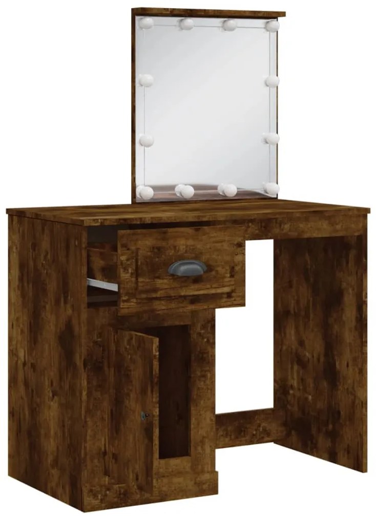 Toeletta con luci led rovere fumo 90x42x132,5 cm