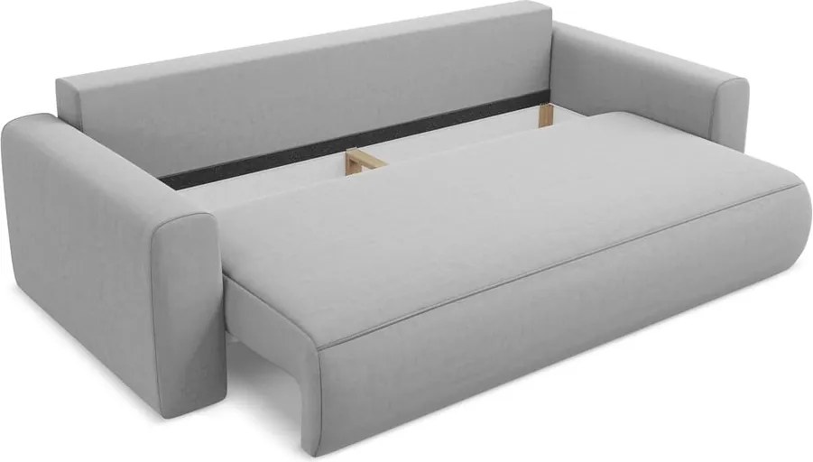 Divano grigio chiaro allungabile/con contenitore con rivestimento in velluto 238 cm Kapua – Makamii