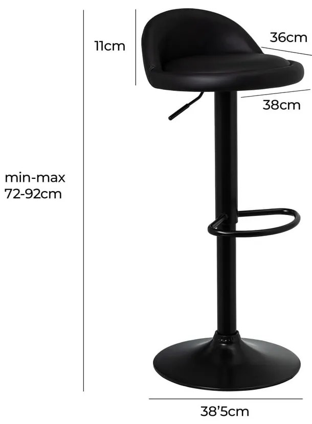 Sgabelli da bar neri ad altezza regolabile in similpelle in set di 2 (altezza seduta 72 cm) - Casa Selección