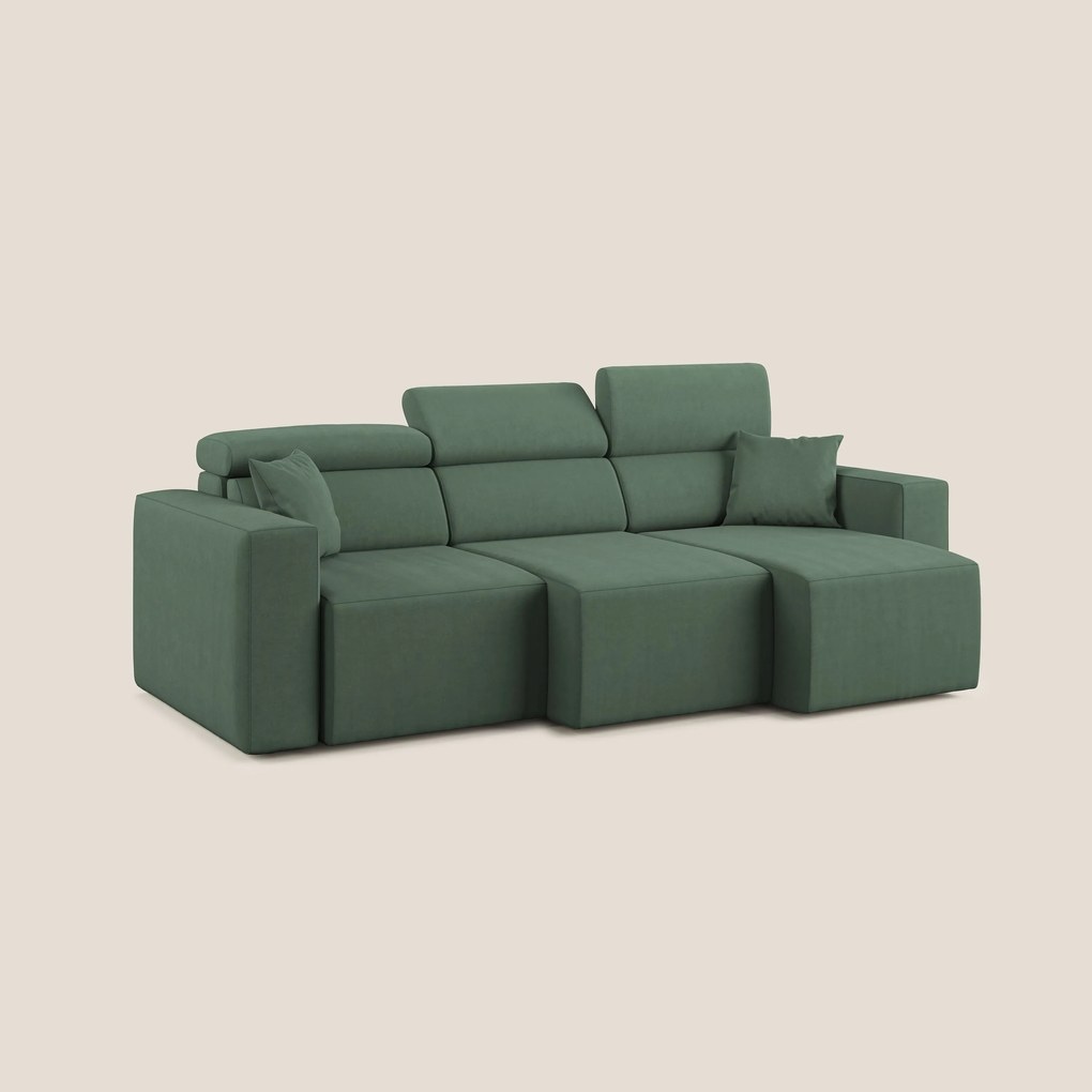 Orwell divano con 3 sedute estraibili in microfibra smacchiabile T11 verde
