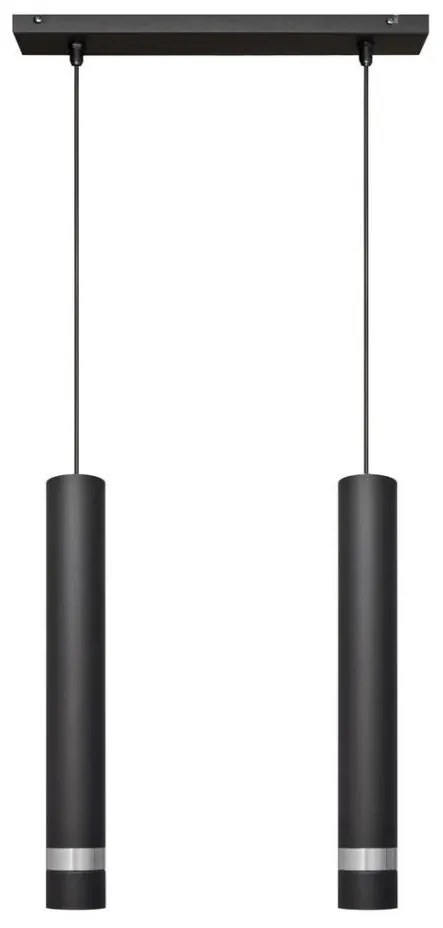 Lampadario LED a cavo TUBA 2xGU10/4,8W/230V nero/cromo lucido