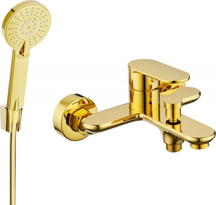 Mexen Milo R40 rubinetto da vasca con set doccia, oro - 7133R40-50