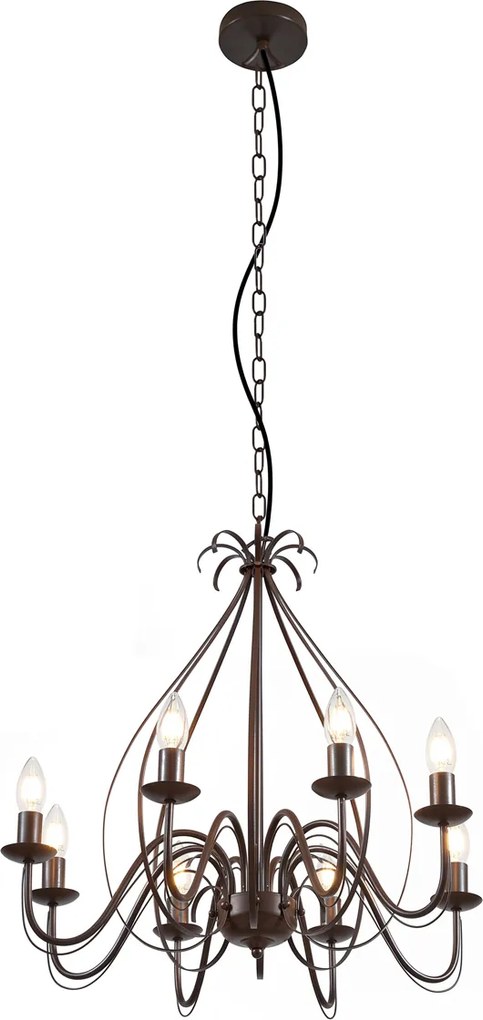 Lampadario intelligente ruggine marrone 8 luci incl. Wifi B35 - Giuseppe