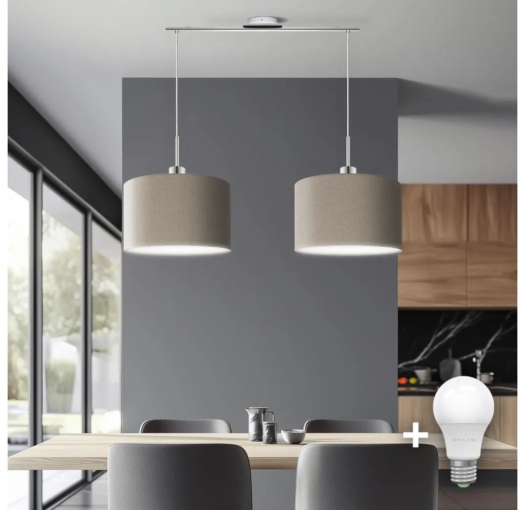 Eglo - Lampadario LED a sospensione TUNJA 2xE27/60W/230V taupe