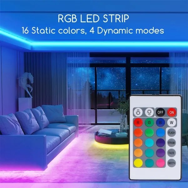 Aigostar - Striscia LED RGB dimmerabile 5 m, 24 W, 12 V/230 V, IP65 + telecomando