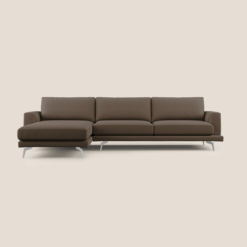 Dorian divano moderno angolare con penisola in tessuto morbido antimacchia T05 marrone 268 cm Sinistro