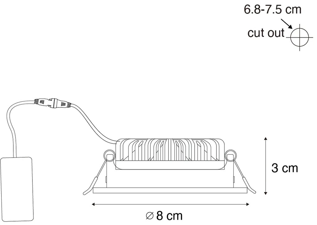 Set di 6 Faretti da Incasso Moderni Bianchi 8,2 cm Incl. LED IP54 Ultra Sottili - Pupil