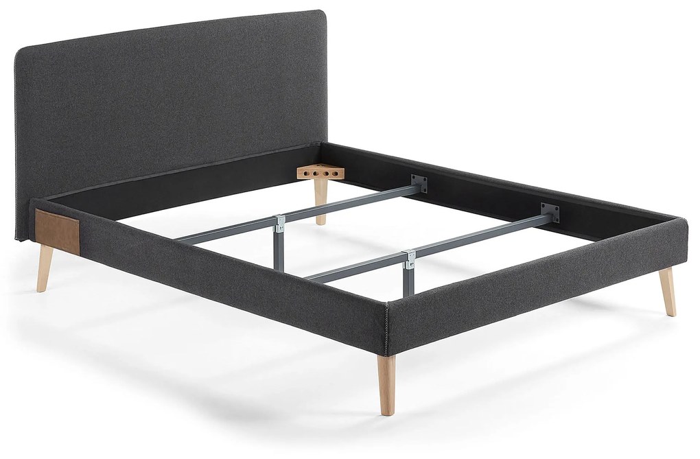 Kave Home - Fodera per letto Dyla nero per materasso da 150 x 190 cm