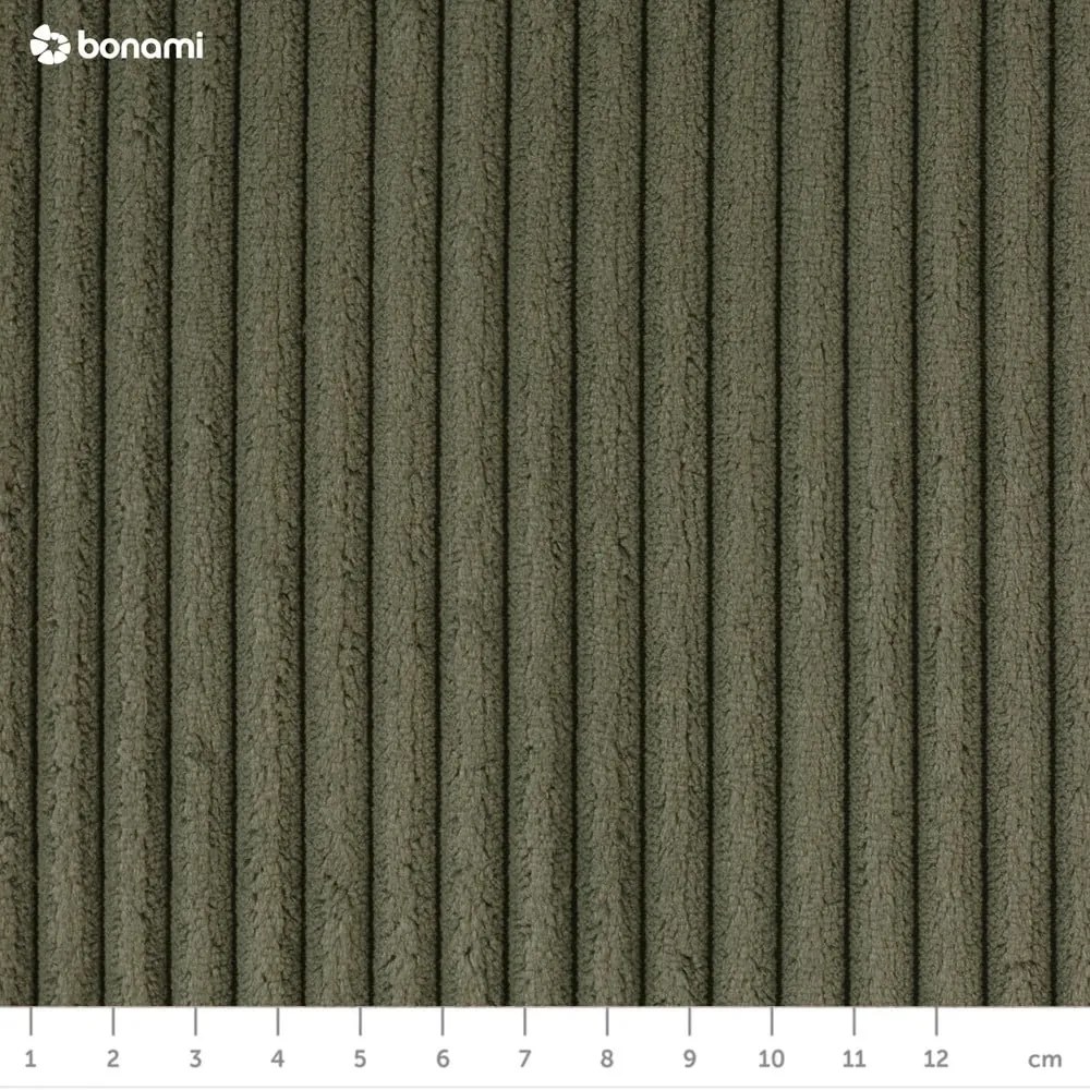 Divano angolare verde allungabile (con penisola a sinistra) con rivestimento in velluto a coste Tori – Bonami Selection