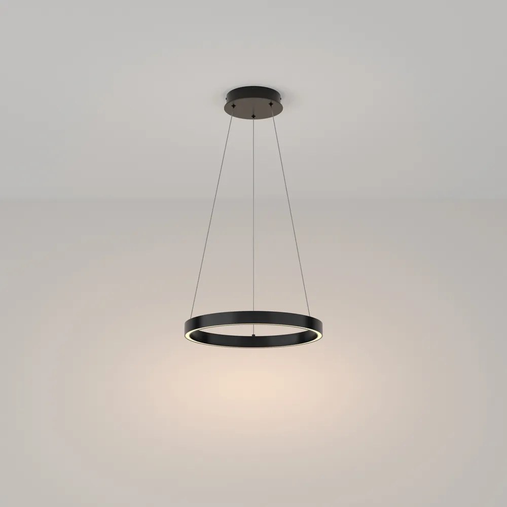 Lampadario A Sospensione Moderno Rim Alluminio Nero Luce Led 25W