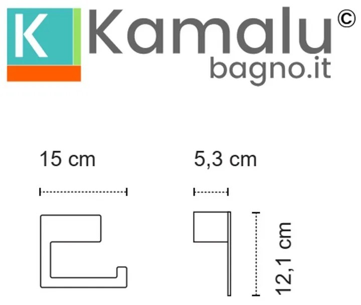 Kamalu - porta rotolo ad angolo in acciaio inox finitura bianca opaca | nuevo-n