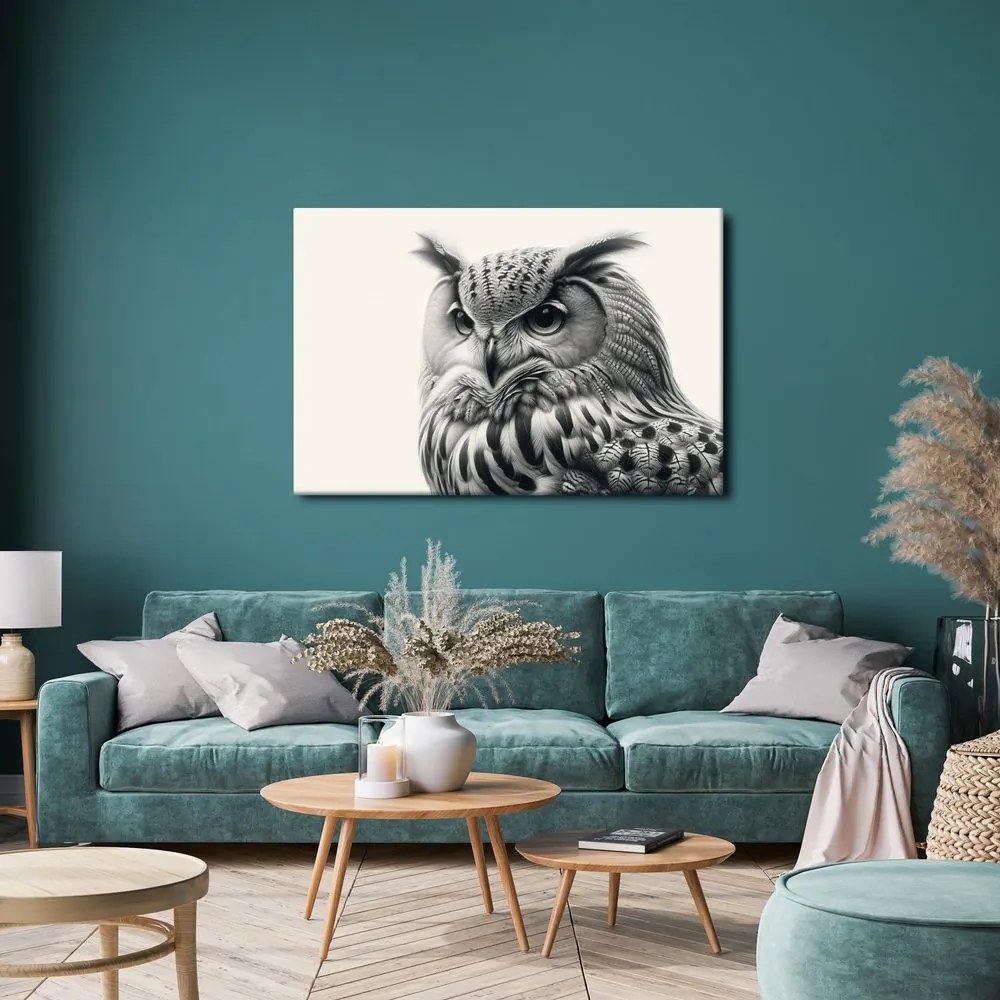 Quadro su tela – Ritratto di gufo in bianco e nero