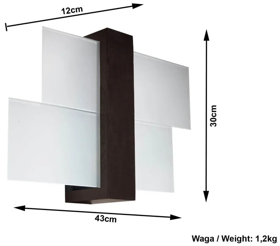 Applique da Parete Legno Wenge e Vetro FENIKS 1 E27 da Interno
