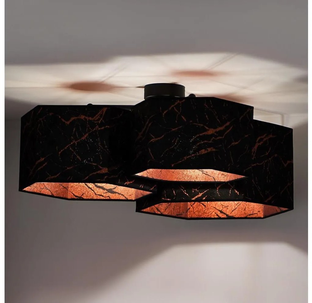 Duolla - Lampadario a plafone ROLLER TRIO HEX 3xE27/15W/230V nero/rame