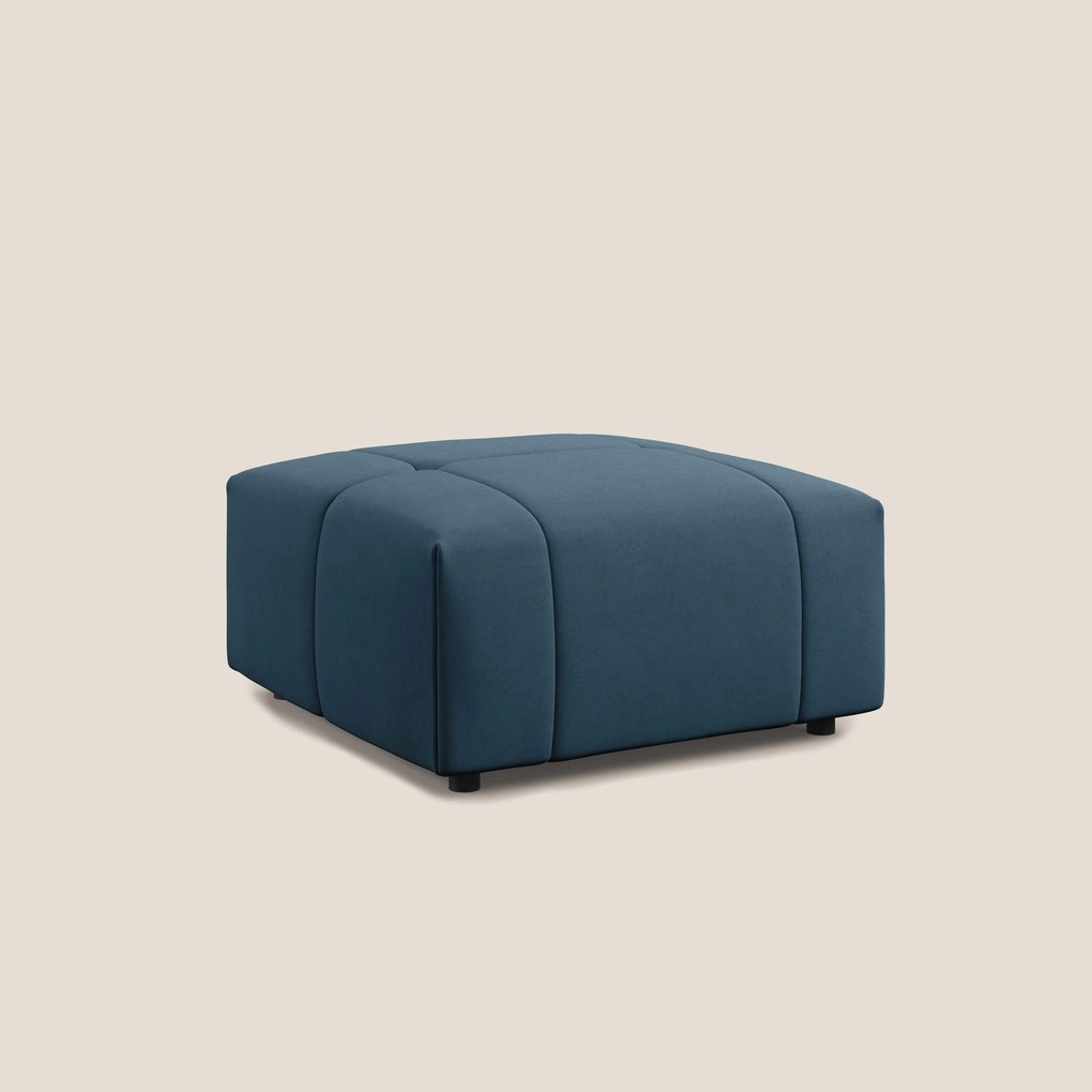 Giotto pouf in morbida microfibra effetto velluto impermeabile idrorepellente T09 blu
