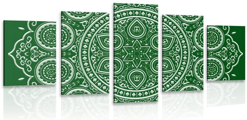 Quadri 5 pezzi – Mandala etnica delicata in verde