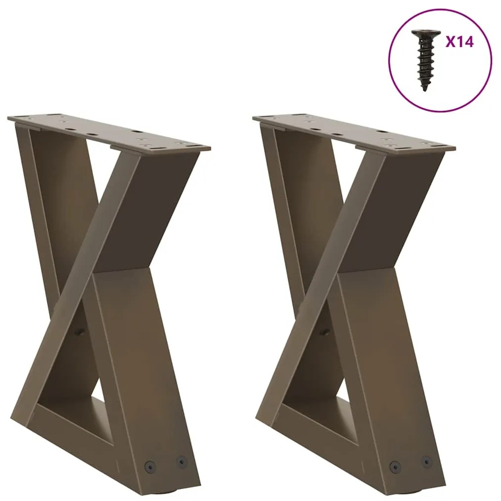 Gambe Per Tavolino 2 Pz Naturale 40x(30-31,3) Cm İn Acciaio /