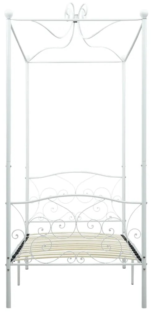 Letto a baldacchino bianco in metallo 100x200 cm