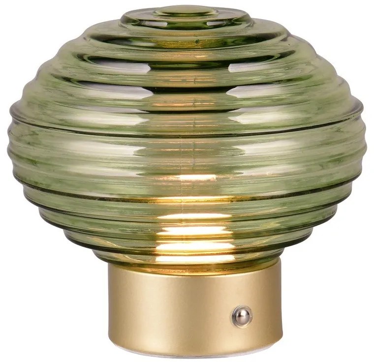 Lampada da tavolo LED dimmerabile in verde e oro con paralume in vetro (altezza 14,5 cm) Earl - Reality