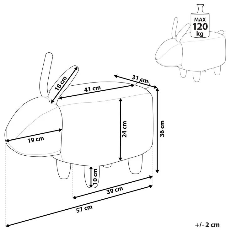 Pouf di tessuto grigio BUNNY Beliani