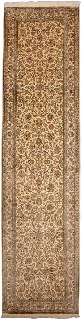 Cashmere Silk Tappeto orientale 100x380 Beige (Indian) Annodato A Mano