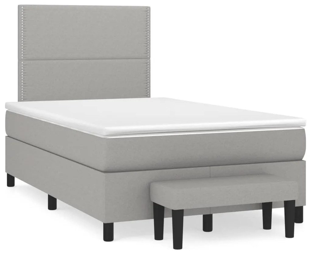 Giroletto A Molle Con Materasso Grigio Chiaro 120x190cm Tessuto /