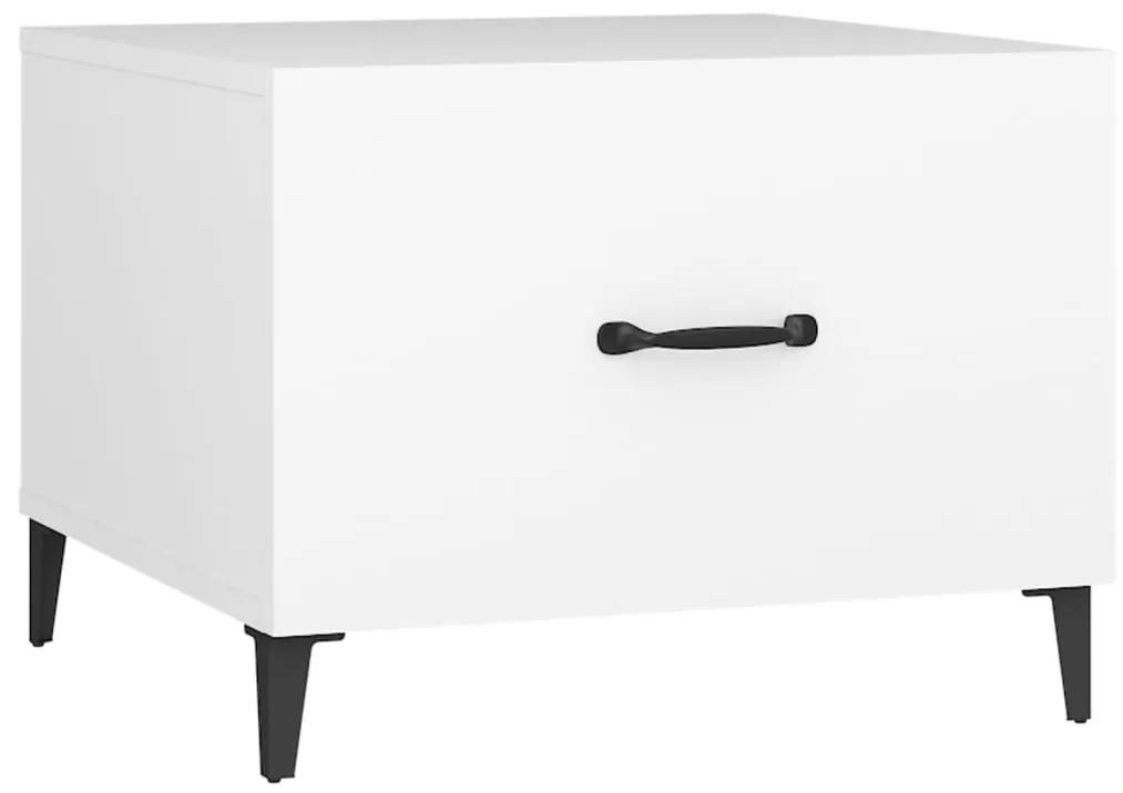 Tavolino da Salotto con Gambe in Metallo Bianco 50x50x40 cm