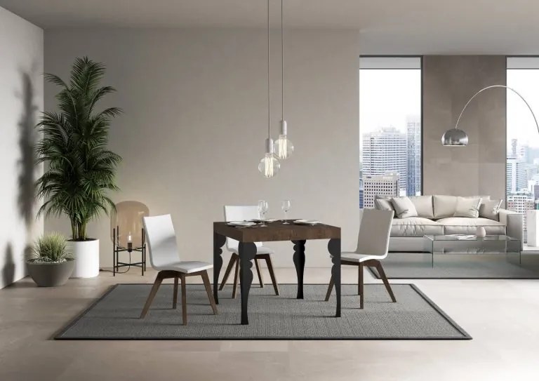 Tavolo Allungabile Paxon Premium 90 cm - Struttura Antracite, 90X140/244 cm Paxon Premium / Noce