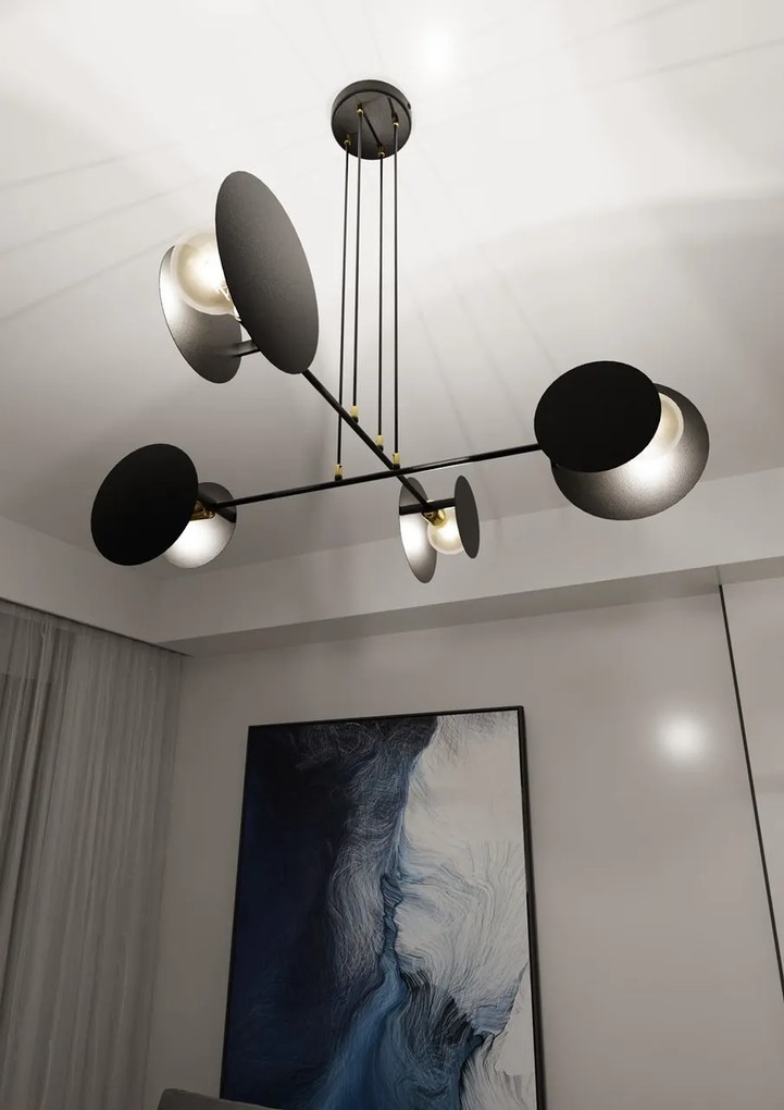 Lampadario a Sospensione in Acciaio IDEA 4 Nero/Bianco 4xE27