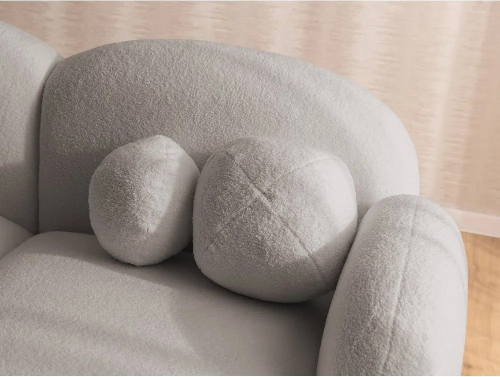 Divano angolare grigio (con penisola a destra/con chaise lounge) con rivestimento in bouclé Orbit – Ropez