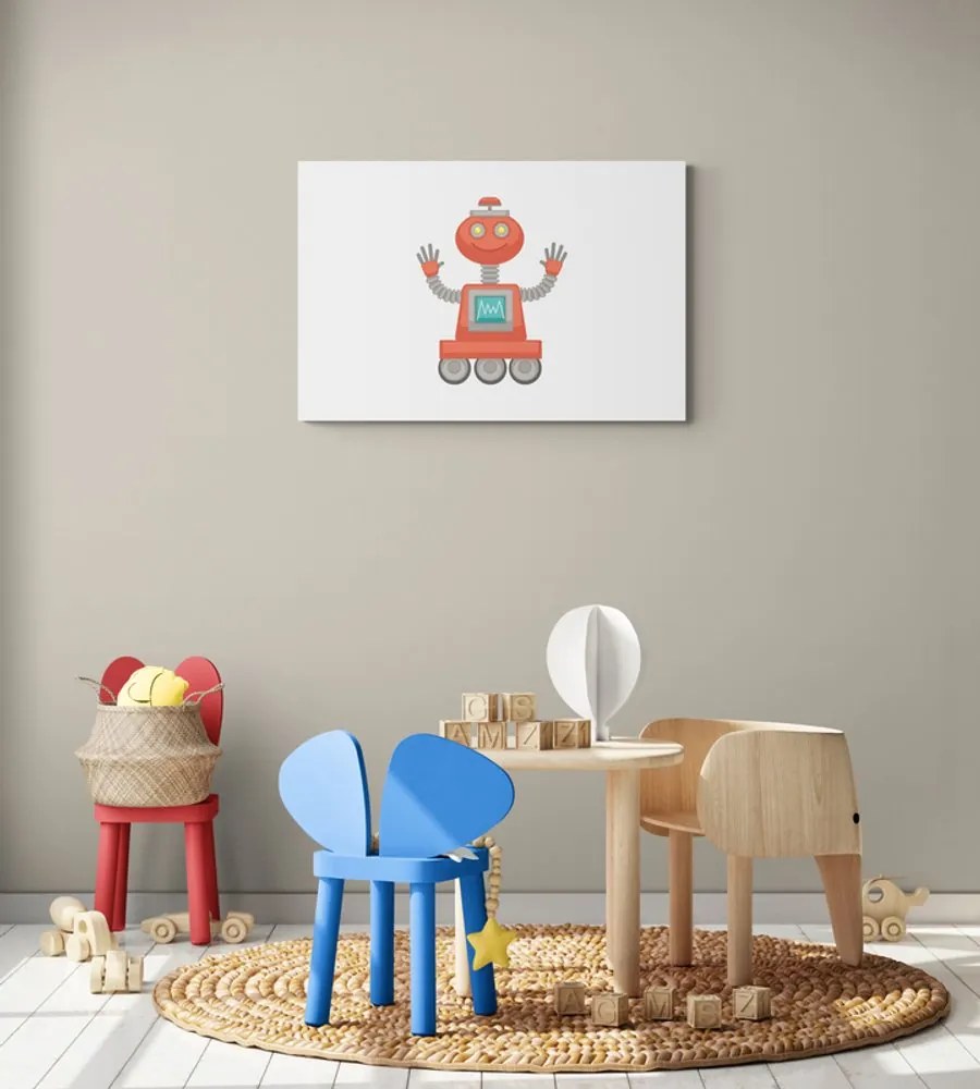 Quadro su tela – Con motivo di robot in rosso
