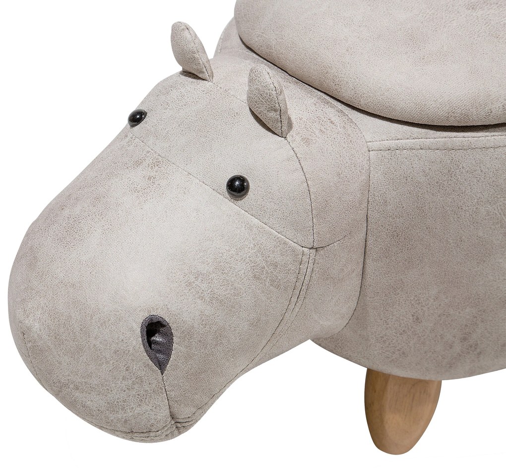 Pouf in tessuto similpelle grigio chiaro HIPPO Beliani