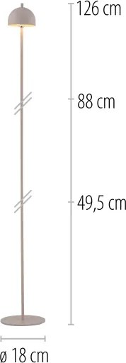 Schöner Wohnen 19245-39 - Lampada da terra LED dimmerabile BELLIS, 2,5W/5V, IP54, grigio