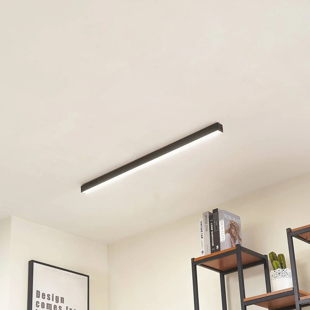 Lucande Plafoniera LED Teniona, 101 cm, nero, alluminio