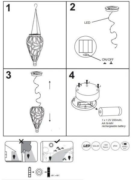 Globo 36131 - Lampada LED solare SOLAR LED/0,9W/3,2V IP44 limpido