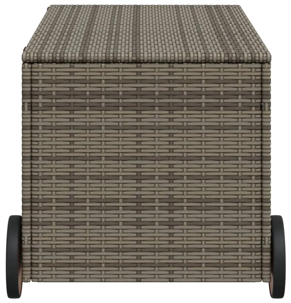 Contenitore da giardino con ruote grigio 190l in polyrattan