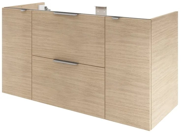 Mobile da bagno sospeso sotto lavabo L 120 x H 64 x P 35 cm rovere naturale laccato opaco, 2 cassetti SENSEA Neo, Maniglie acquistabili separatamente