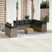 Set Divano da Giardino 10 pz con Cuscini Grigio in Polyrattancod mxl 111597