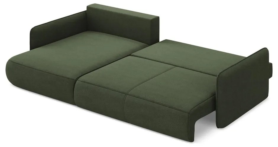 Divano angolare verde allungabile/con contenitore (con penisola a sinistra) Nanea – Makamii