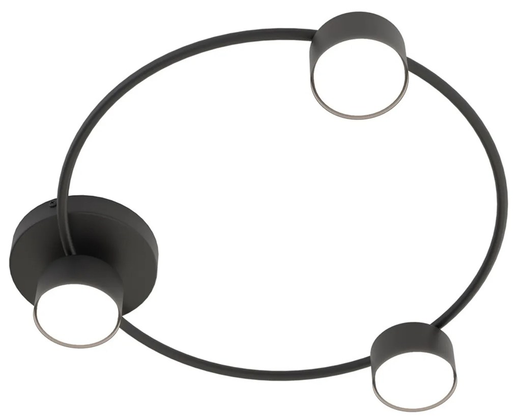 Plafoniera Moderna Zeus Acciaio Nero 3 Luci Gx53 Ip20
