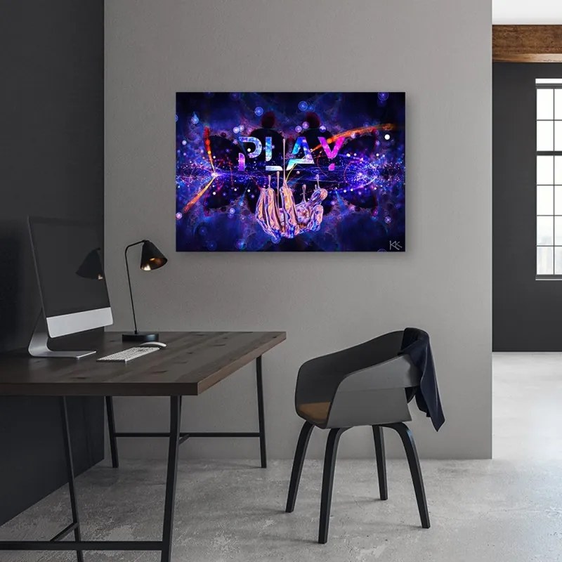 Quadro su tela, Neon con il gioco dell'iscrizione  Dimensioni 100x70