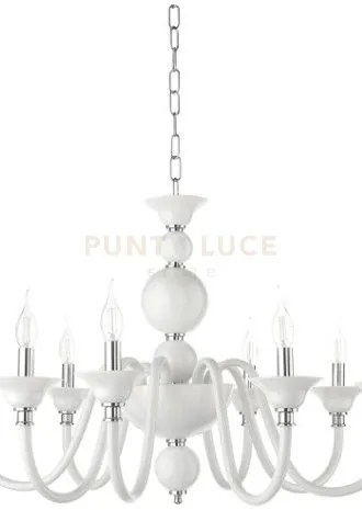 Lampadario tebe 6 luci bianco e cromo attacco e14 d.70cm