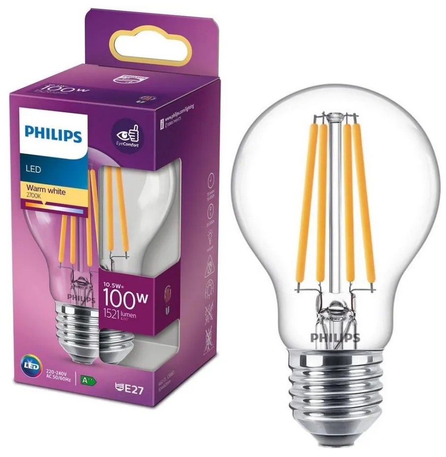 Lampadina LED VINTAGE Philips A60 E27/10,5W/230V 2700K
