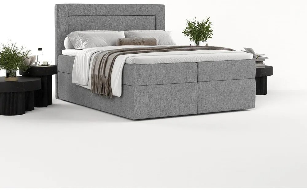 Letto boxspring grigio con contenitore 180x200 cm Imagine - Maison de Rêve