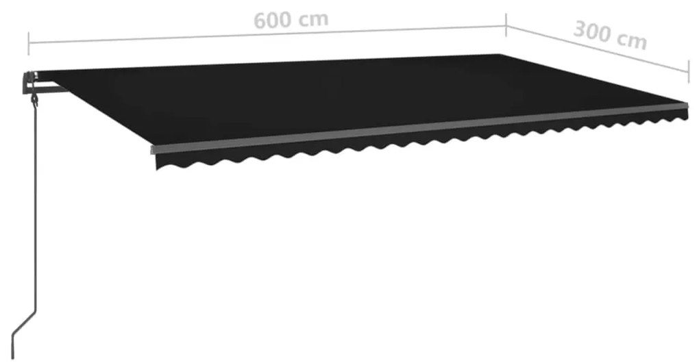 Tenda da Sole Retrattile Automatica con Pali 6x3 m Antracite