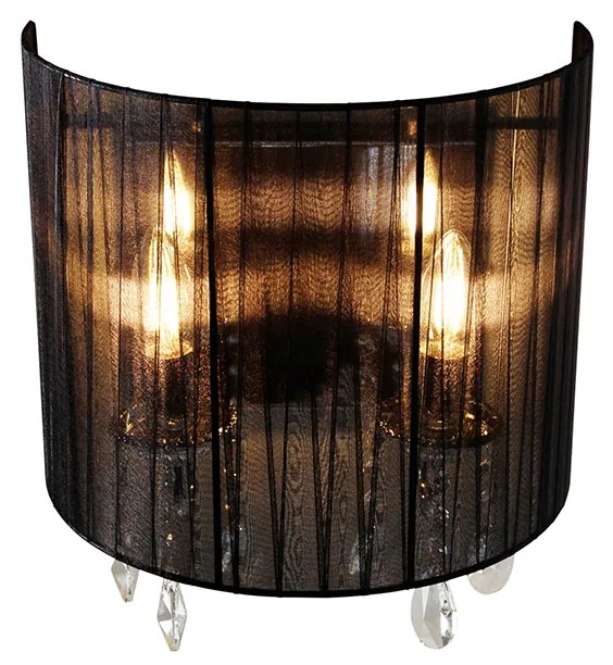 Applique da parete cromata classica con paralume nero - Ann-Kathrin 2