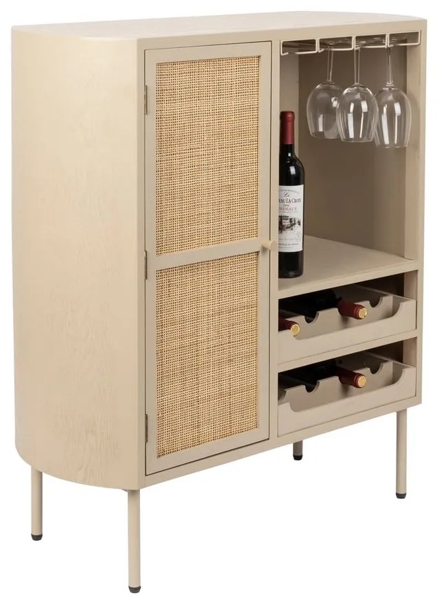 Portabottiglie in rattan crema per 8 bottiglie, 90x100 cm Amaya - White Label