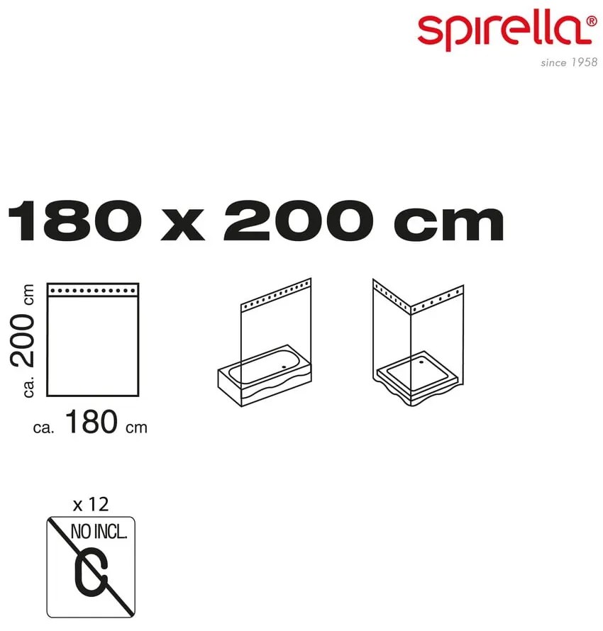 Tenda per doccia 180x200 cm Jinzo – Spirella