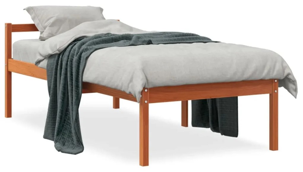 Letto per anziani marrone cera 75x190 cm legno massello di pino